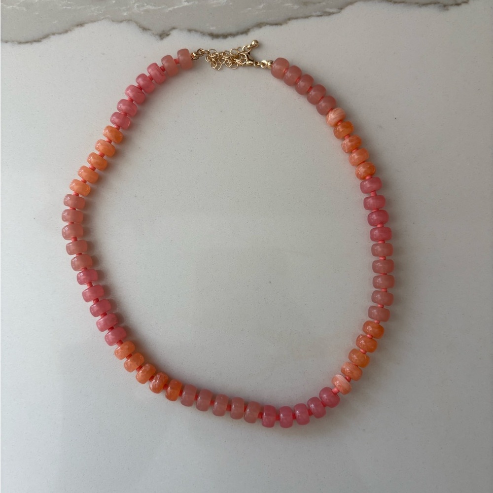 Pink and Orange Beaded Necklace